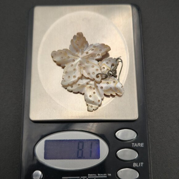 Silver Over Copper Carved Shell Starfish Beautiful Earrings A6112 - Picture 5 of 5